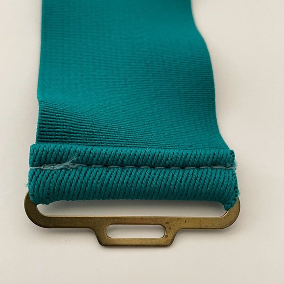 Vintage Day Lor Belt Green Elastic Stretch Gold Black Buckle Adjustable 1980s - Picture 10 of 15